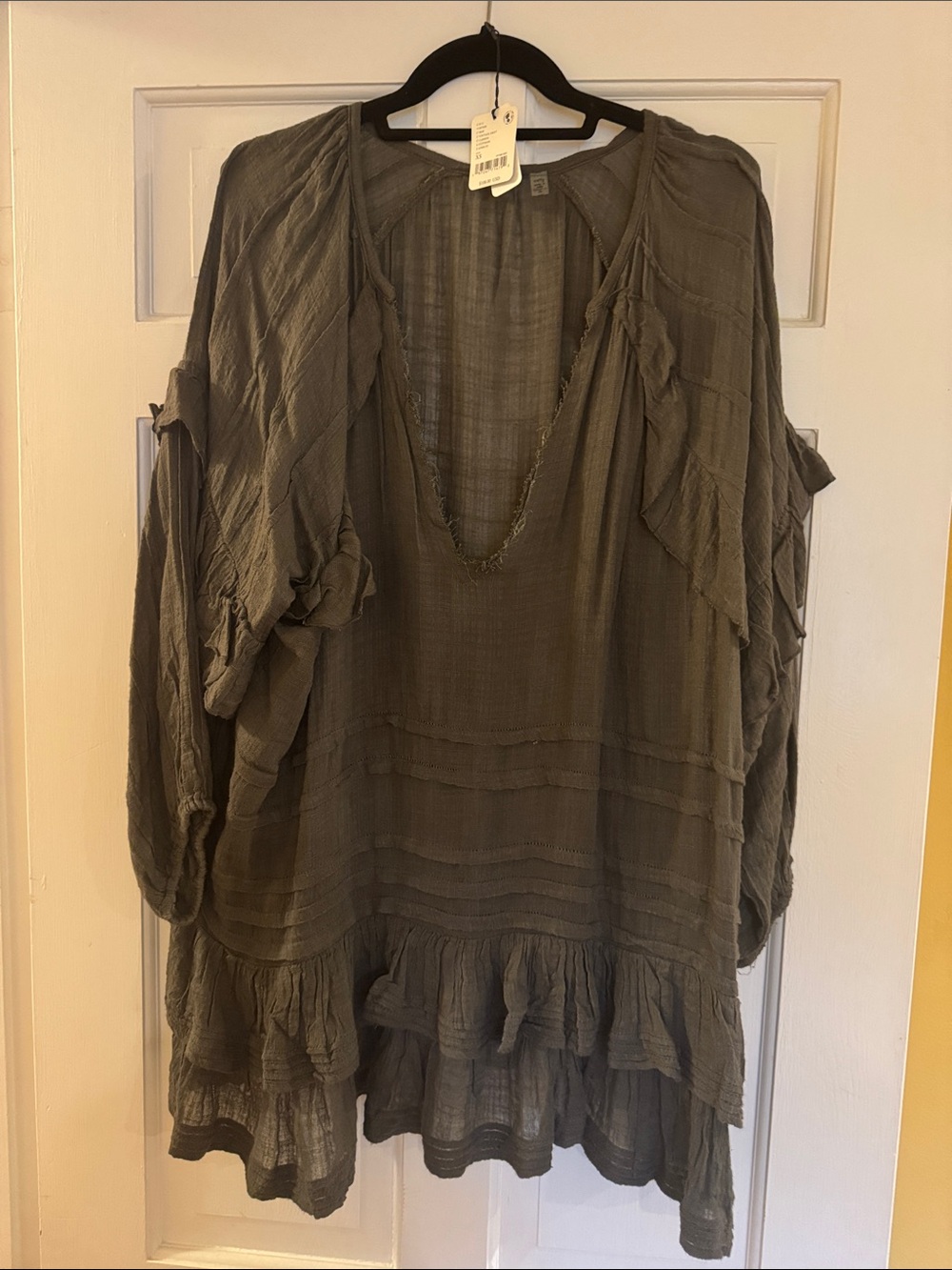 Free People FP One Tamasi Tunic Converter V-Neck Oversized Ruffle Dress Tunic